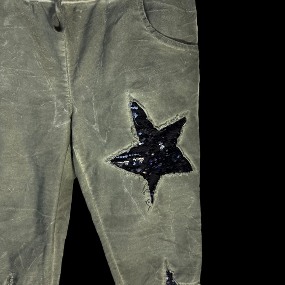 Venti6 Distressed Khaki Drawstring Waist Jogger Sequin Stars Pants Sz S - Picture 7 of 12
